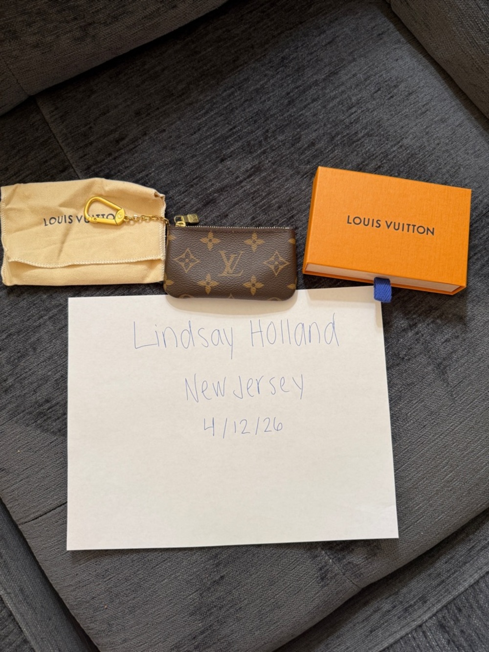 Louis Vuitton Brown Monogram Key Pouch with Gold Hardware